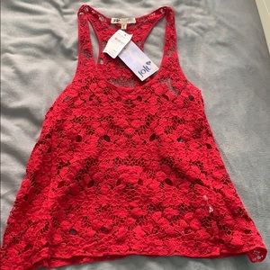 RED LACE TANK TOP